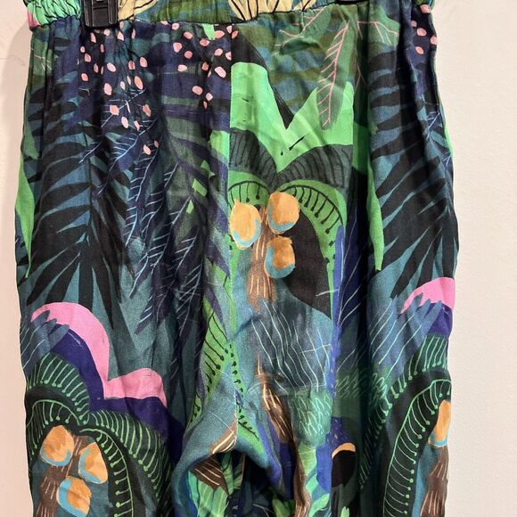Farm Rio Anthropologie Women Colorful Cropped Pants S Tropique Boho Tropical - Picture 8 of 9